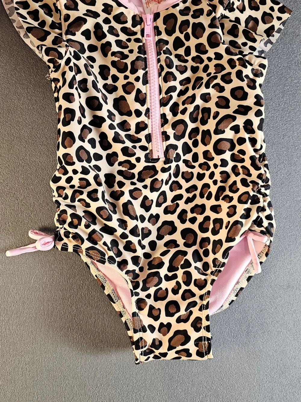 Cat & Jack Pink Leopard-Trim Girls Swimsuit